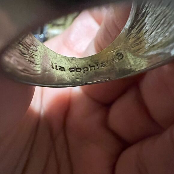 Lia Sophia green enamel and crystal ring size 8 - Picture 5 of 5